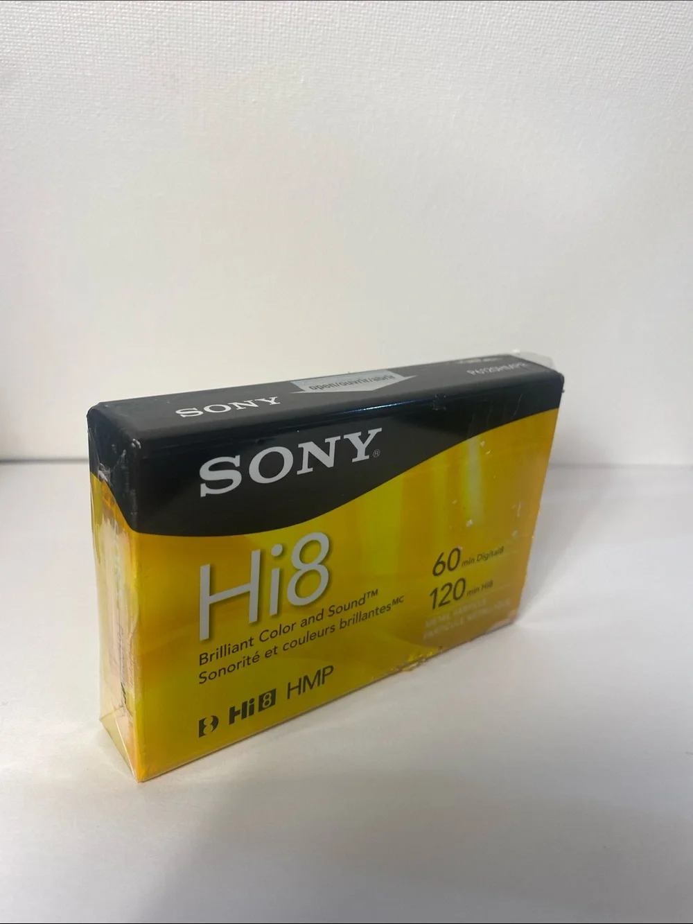 Sony Hi8 Video Cassette - Yellow and Black Packaging